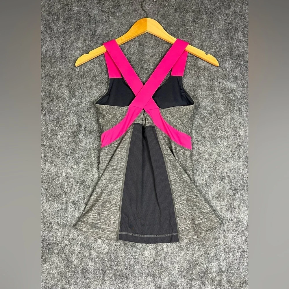 lululemon athletica Gray Heather Tank with Hot Pink Crossover Straps